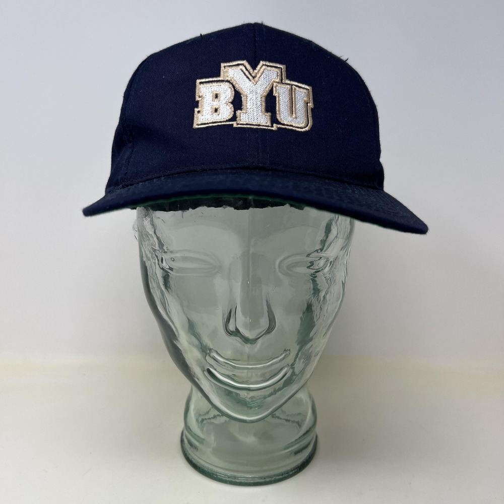 Vintage BYU Cougars Hat Cap Snap Back‎ One Size Blue Alumni Headmaster Block 90s